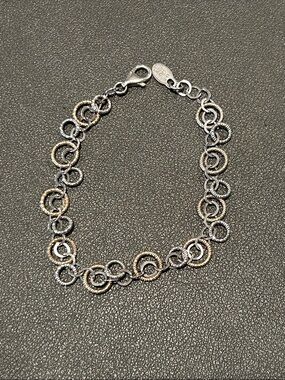 Frederic Duclos Two-Tone Silver and Gold Circle Link Bracelet